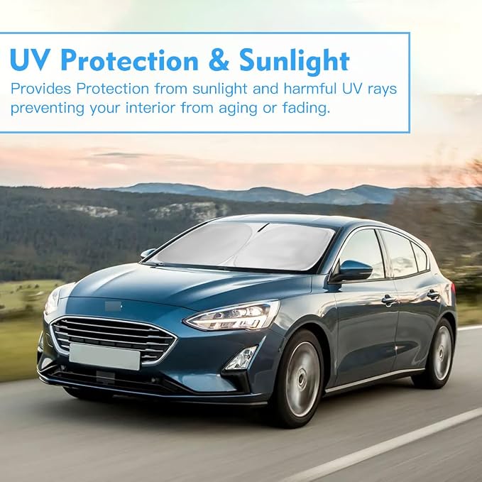 Windshield Sun Shade Car Sunshade Accessories Fit Ford Focus 2019-2025 | HOHUIGO Front Window Shade Cover Foldable Screen Sun Visor UV Heat Shield Protector For Ford Focus Keep Car Cooler - Image 7