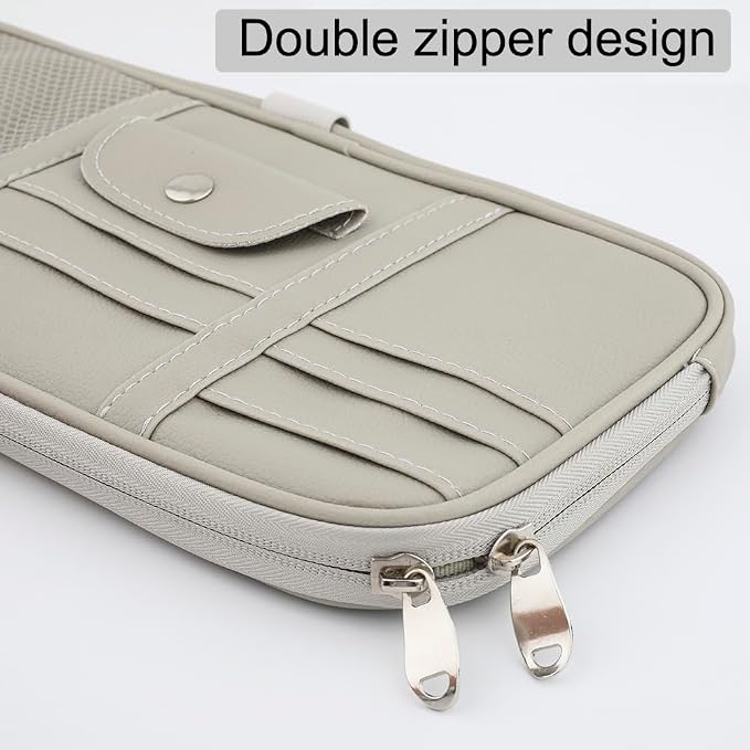 Car Sun Visor Organizer, Auto Interior Accessories Pocket Organizer - Car Truck SUV Storage Pouch Holder, with Multi-Pocket Net Zipper (Gray) - Image 6