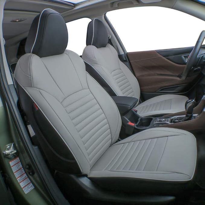 EKR Car Seat Covers for Subaru Crosstrek 2026 Base,Leatherette Full Set | Custom Fit for Subaru Crosstrek 2026 Base(Rear W/ NO Armrest),Glove-Like Fit,Easy Clean,Faux Leather(Black/Gray) by EKR