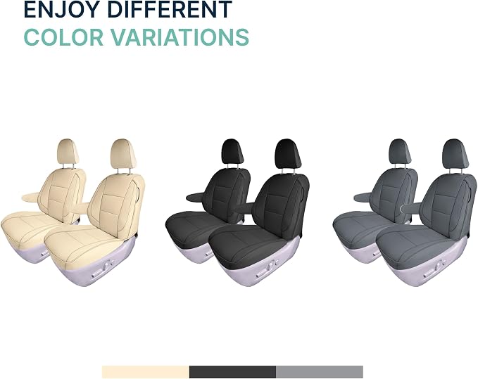 FH Group Custom Fit Car Seat Covers Specifically Made for 2011-2020 Toyota Sienna 7 Passenger, Car Seat Cover Front Set, Automotive Seat Covers in Solid Gray Faux Leather, Waterproof and Washable - Image 6