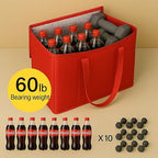 musbus 2Pk Insulated Reusable Grocery Bags, Collapsible Cooler Bag for Groceries, Heavy Duty Large Insulated Bag (Large, Bright Red) - Image 7