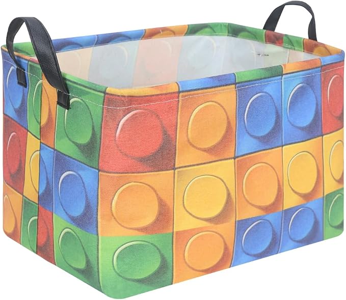 FXOLCSHE Building brick Basket,Building block book storage box,Laundry hamper,Waterproof foldable Kid's laundry basket,Shelf box,Baby Room decor(Building block) by FXOCSHE