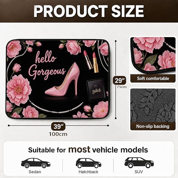 Car Trunk Mat for SUV, 29"x39" Hello Gorgeous Pink Cargo Liner Protector | All Weather Universal Cargo Liners for Dogs, Car Accessory for SUVs/Sedan/Wagons, Durable Non-Slip Washable Rear Cargo Mat - Image 2