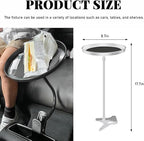 povtii Car Adjustable Food Tray, 360° Swivel Car Food Tray 8.7 Inch Diameter Storage Tray, Non-Slip Clip Type Snack Tray Swivel Dining Table for Vehicles, Interior Car Accessories (White) - Image 2
