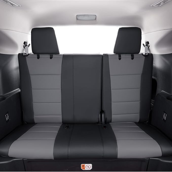 Full Set Car Seat Covers for Honda Odyssey 2011-2017,8-Seater,Faux Leather | for EX,EX-L,Touring Elite,Touring,2nd Row 40/20/40 Split Seat,Waterproof Seat Protector,Fit Like A Glove(Black/Gray) - Image 3