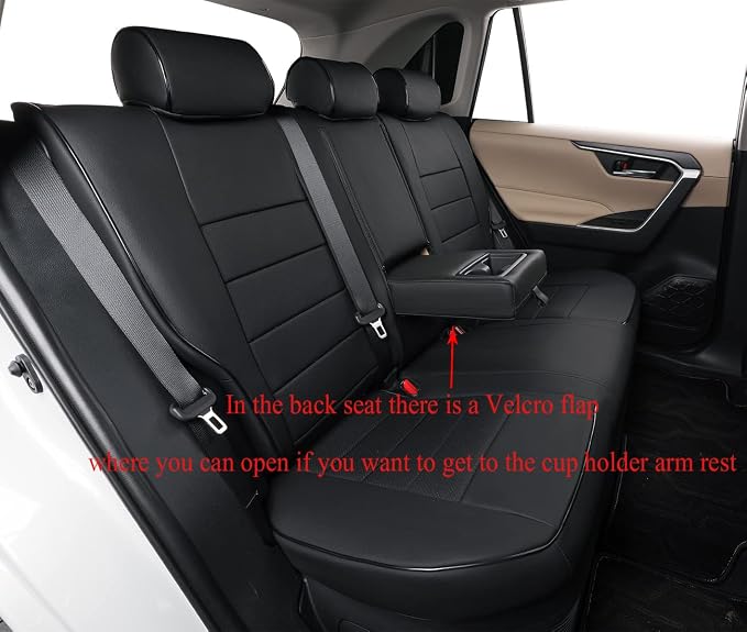 EKR Corolla Seat Cover Custom Fit for Toyota Corolla 2020 2021 2022 XLE, Leather Car Seat Cover Ful Set-Faux Leather(Black) - Image 5