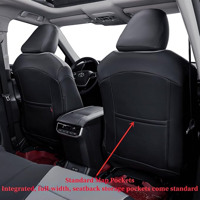 Full Set Car Seat Covers for Honda Odyssey 2005-2010,8-Seater,Faux Leather | for EX,EX-L,Touring,2nd Row 40/20/40 Split Seat,Waterproof Seat Protector,Fit Like A Glove(Black/Gray) - Image 5