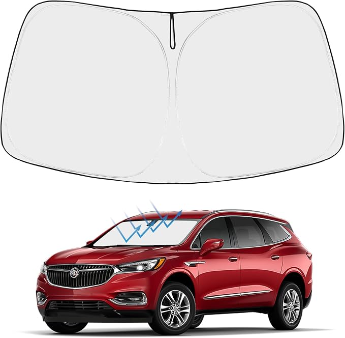 Proadsy Custom Fit Car Windshield Sun Shade for 2018-2024 Buick Enclave | 240T Heat Shield, Drops Temp 54°F, Blocks 99% UV, Prevents Dashboard Cracking, Summer Parking & Beach Trips, Easy Twist-Fold by Proadsy