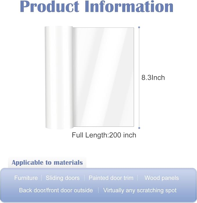 Door Scratch Protector from Dog Scratching, 200'' x 8.3'' Dog Door Protector Scratch Guard, Ultra Durable Anti Scratch Guard Deterrent Tape, Clawguard Door Shield - Image 6