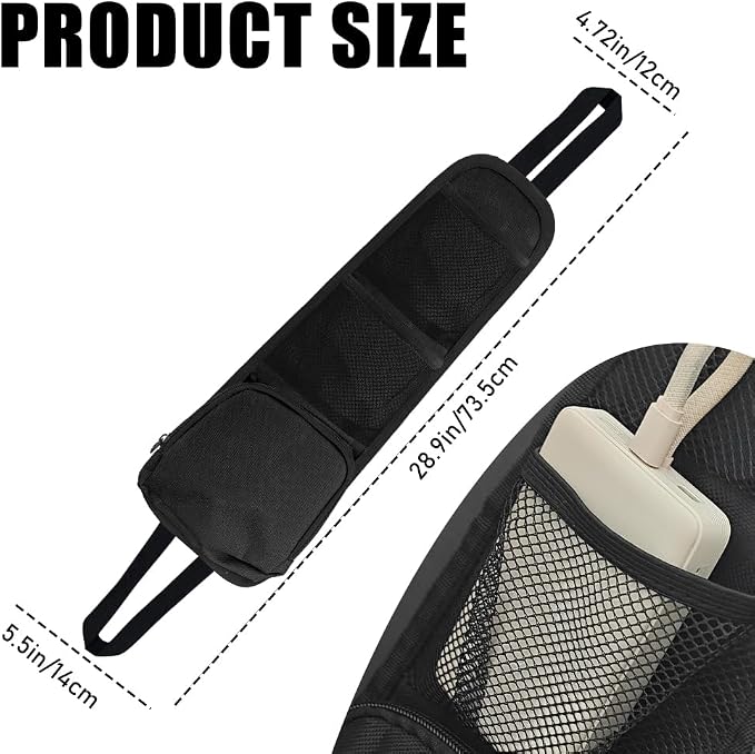 Car Seat Side Organizer, Car Organizers and Storage, Auto Front Seat Storage Hanging Bag, Auto Accessories Multifunctional Vehicle Mesh Pocket Holder for SUV Truck Sedan (Black, 1PCS) - Image 2