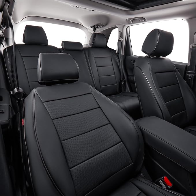 EKR Car Seat Covers for Honda HRV 2019-2022,Leatherette Full Set | Custom Fit for Honda HRV Sport/EX/EXL/Touring 2019-2022 Full Wrap,Waterproof Pet-resistant,Faux Leather(Black) - Image 5