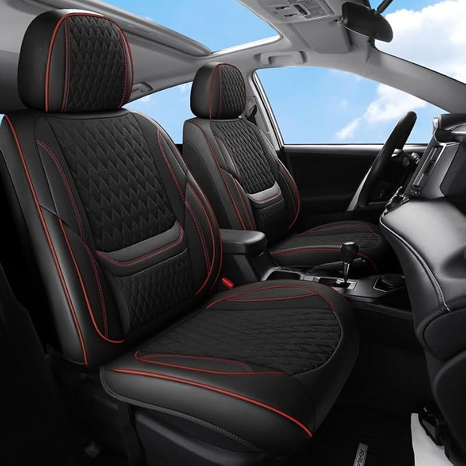 Car Seat Covers Full Set Custom Fit For Lexus GS300 2006-2015, Black&Red | Lumbar Support, Premium Faux Leather, Breathable, Anti-Slip, Airbag Compatible, Waterproof, Car Seat Protectors, 2 Row-5Seat by Unknown