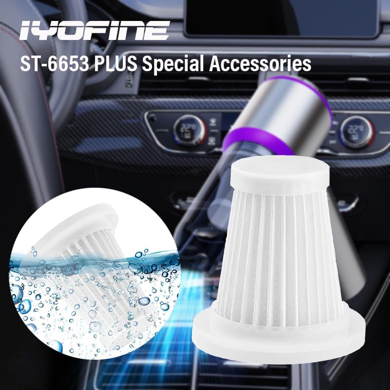Car Vacuum Cleaner Original Filter Set, 5 HEPA Filter, Adapted to IYOFINE V8 Plus/ST-6653 Plus Handheld Vacuum Cleaners,Robust and Durable, Washable 5 PCS (5 Pack) - Image 4