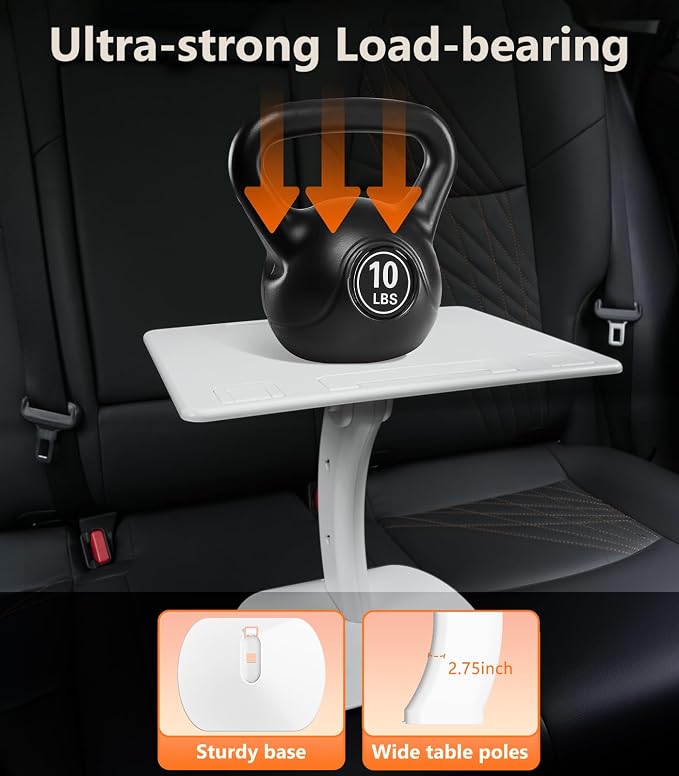 Car Desk for Laptop Tablet iPad Book for Driver Passenger Seat | Detachable Angle Adjustable Car Seat Tray Table, Portable Laptop Stand for Car Vehicle Camping Travel, Easy Operation - Image 7