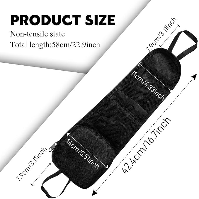 Car Seat Side Storage Pocket, Car Seat Organizer Hanging Bag (1, Black-1) - Image 2
