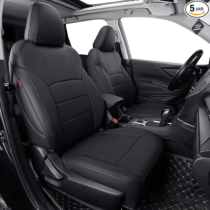 Car Seat Covers Custom fit for 2014-2018 Subaru Forester SUV,Faux Leather | Full Set Suv Seat Cushion,Easy Installation,Factory Look,Waterproof Car Seat Protector (Black) by Coverdream