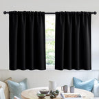 RYB HOME Short Blackout Curtains for Small Window Kitchen Bathroom Cafe RV | Sunmmer Heat Light Blocking Privacy Energy Saving Curtains for Sunroom Laundry Room Stair Window, W52 x L36, Black, 2 Panels by RYBHOME