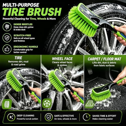 XINDELL Wheel & Tire Cleaning Kit, Deep-Reach Wheel Brush Set for Rims, Spokes, Lug Nuts and Tire Sidewalls, Scratch-Safe Car Detailing Tools with Covered Tire Shine Applicator - Image 3