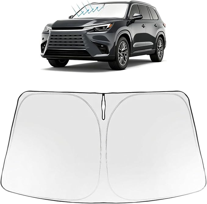 Proadsy Custom Fit 2024-2026 Lexus TX Windshield Sun Shade, Blocks Heat | 240T Heat Shield, Drops Temp 54°F, Blocks 99% UV, Prevents Dashboard Cracking, Summer Parking & Beach Trips, Easy Twist-Fold by Proadsy