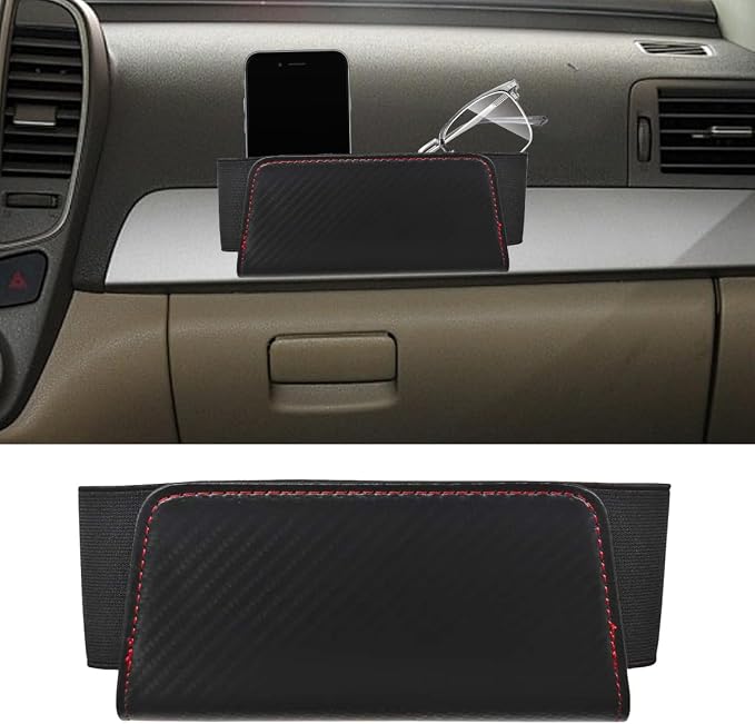 Car Seat Side Storage Pocket, Leather Foldable Auto Door Storage Box, Waterproof Car Trash Can Organizer, Multifunctional Vehicle Interior Accessory for Phone, Glasses, Key, Card (CarbonFiber) by Unknown