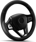 HOTOR Car Leather Steering Wheel Cover, Universal 14.5"-15", Gray | Universal Car Accessory for Diverse Cars, Car Steering Wheel Cover with Anti-Slip Lining, Full Protection, Easy Installation by HOTOR