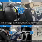 Car Seat Covers Full Set Custom Fit For Hyundai Accent 1999-2022 ,Black | Premium Faux Leather, Waterproof, Anti-Slip, Airbag Compatible, Breathable, Car Seat Protectors, 2 Rows 5 Seats - Image 6