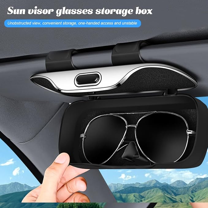 Sunglasses Holder for Car Sun Visor, Convenient Vehicle Visor Eyeglasses Organizer Case, Automotive Interior Glasses Hanger Protective Storage Box, Universal for Vehicles (Gray) - Image 5
