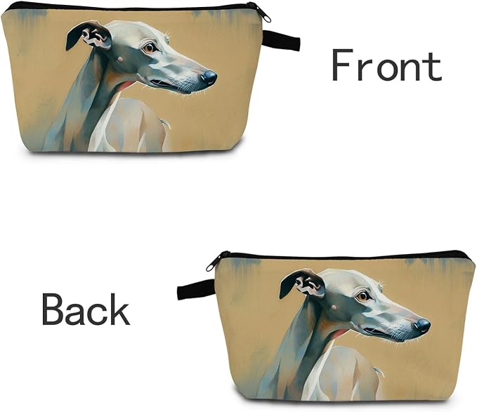Greyhound Dog Print Women Makeup Bag Travel Cosmetic Organizer Bag Small Zipper Toiletry Bag A Gift for Animal Lovers - Image 5