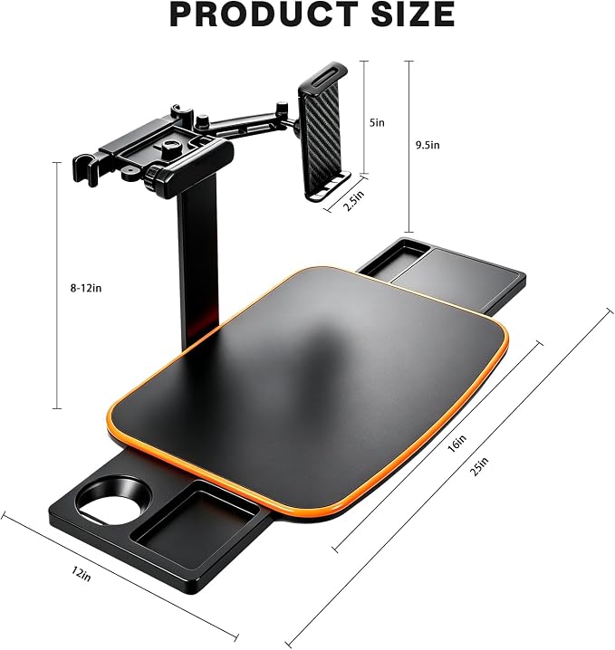 Large Car Tray Table for Back Seat with Adjustable Height | Foldable Car Desk for Laptop , Hidden Cup Holder & Phone Holder, Heavy Duty Travel Food Tray for Eating Working Road Trips - Image 9