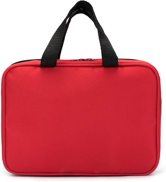 Red First Aid Bag Empty Travel Rescue Pouch First Responder Storage Medicine Emergency Bag for Car Home Office Kitchen Sport Outdoors (Red with Folders) - Image 4