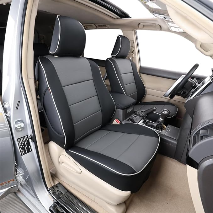 EKR Car Seat Covers Custom Fit for Toyota 4Runner(5 Seats) Full Set | for Toyota 4Runner 2003-2009(Manual Front Seats)Airbag Compatible,Waterproof Pet-resistant,Faux Leather(Black/Gray) by EKR