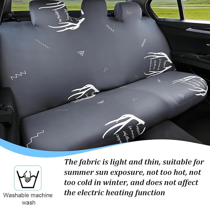 Car Back Seat Cover, Scratchproof Rear Bench Protector, Antler | Elastic fabric surface, smooth comfortable touch, washable design, fits most cars SUVs and trucks, automotive accessories - Image 2