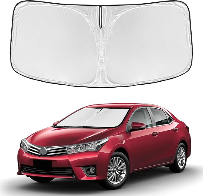 Car Sunshades for Toyota Corolla 2009-2013 Windshield Sun Shade | 4 Layers for Front Windows Shade Cover Custom Fit Corolla Sun Visor 250T Retractable Blocks UV Rays Car Accessories by ZOIBVCARSUNSHADE