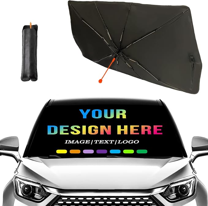 Socira Custom Windshield Sun Shade Umbrella Foldable Personalized Car Visor | Car Umbrella Customized Sun Shade Cover Sunshade Front Window Cover Dinosaur Car Accessories Blocks Uv Rays Gifts 57" X 30" by Socira