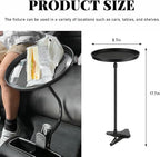povtii Car Adjustable Food Tray, 360 Swivel Car Food Tray, 8.7 Inch Diameter, Non-Slip Clip Type Snack Tray, Black - Image 2