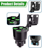 Car Cup Holder Expander, Expandable Arm Automotive Cup Holder Adapter with Adjustable Base, Vehicle Water Bottles Mugs Drinks Insert Adapter Extender, Universal Fit (Green) - Image 2