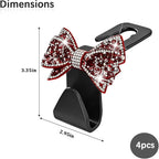 Zpana Bling Car Headreat Hook, 2PCS Crystal Rhinestone Cute Bow Vehicle Seat Back Hanger Storage for Purses Bags Grocery, Diamond Auto Rear Seat Organizer, Universal for SUV Truck Sedan (Red) - Image 2