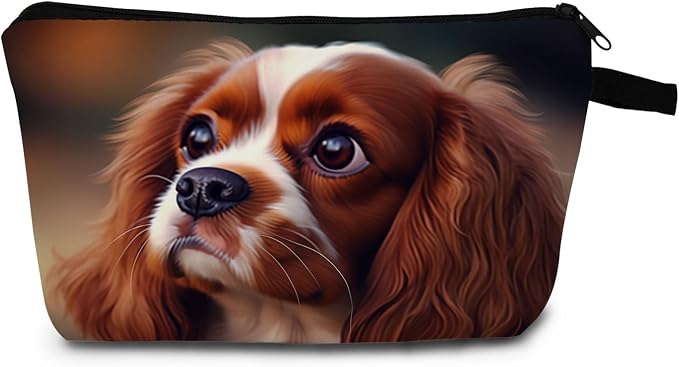 Cavalier King Charles Spaniel Animal Print Women's Cosmetic Bag Makeup Bag Gifts for Dog Lovers by Unknown