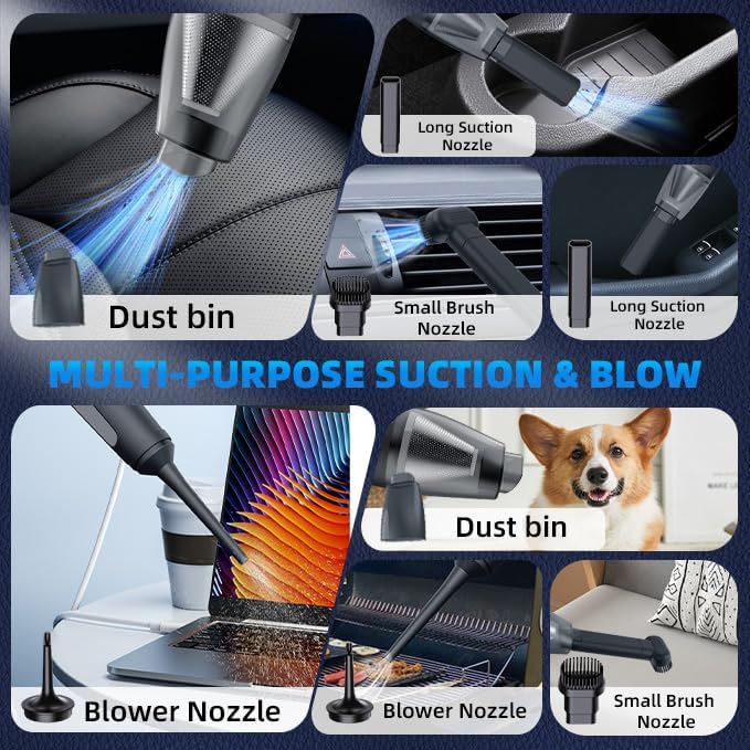 PATO Cordless Handheld Vacuum Cleaner, Mini Car Vacuum with PowerfulSuction, 1800mAh high-CapacitybatteryPortable Dust Collector Pearl White - Image 6