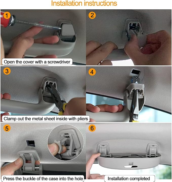 Thenice Sunglasses Storage Box for Honda Civic Accord CRV HRV Camry | Grab handle replacement, glasses case, easy to access, maximize space, easy to install, black color - Image 6