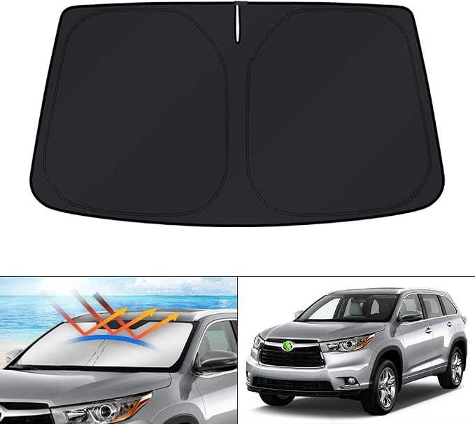 KUST Windshield Sun Shade for Toyota Highlander 2014-2017 2018 2019 Window Accessories Sun Visor Protector Sun Cover Foldable Block UV Rays by KUST