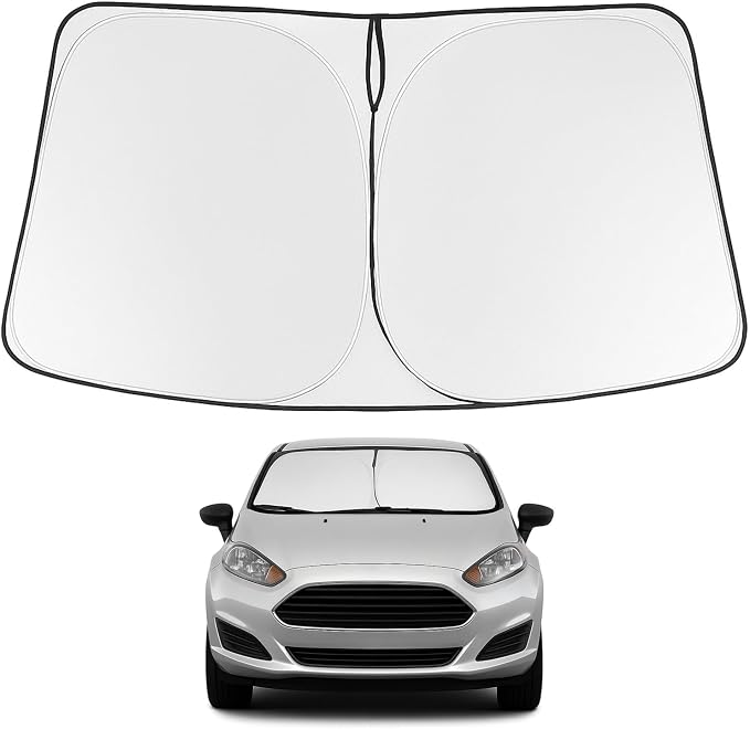 Proadsy Custom Fit 2017-2019 Ford Fiesta Windshield Sun Shade, Blocks Heat | 240T Heat Shield, Drops Temp 54°F, Blocks 99% UV, Prevents Dashboard Cracking, Summer Parking & Beach Trips, Easy Twist-Fold by Proadsy