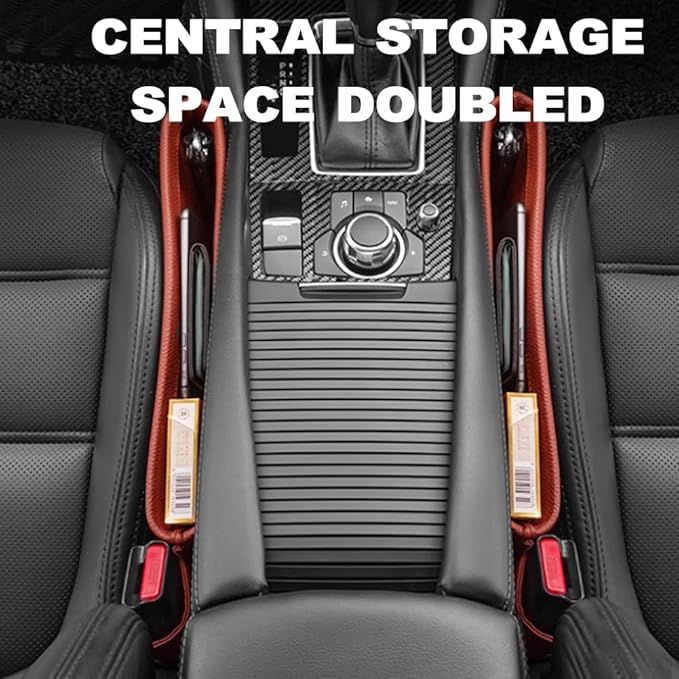 Tumecos Car Seat Pockets PU Leather Car Console Side Organizer Seat Catcher Holders Compatible with Phone Key Wallet Phone Sunglasses 2 Pack (Black) - Image 5