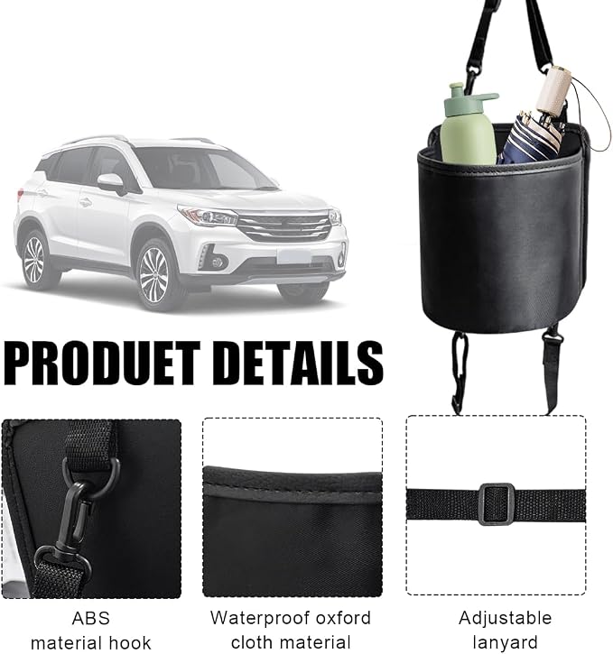 Yourkar Car Seat Side Large Cup Holder Expander Adapter Bag, Auto Seat Storage Hanging Bag for Water Bottle Cup and Drink, Multifunctional Auto Interior Organizer with Waterproof Liner - Image 3