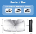1 PC Car Sunshade Umbrella, Windshield Sun Shade with UV Block, Foldable Reflective Sunscreen Front Window Cover, Universal for Most Cars, Trucks, SUVs (55"x 31" Sliver #B) - Image 2