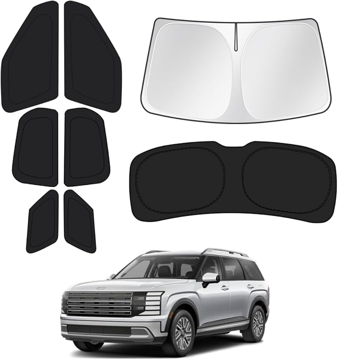 Canvcle Window Shades for 2026 Hyundai Palisade LX3 Accessories Windshield Sun Shade Side Rear Window Covers Sunshade Sun Visor Shield Privacy Protection for Camping Keep Vehicle Cool Black 8PCS by Canvcle
