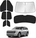 Canvcle Window Shades for 2026 Hyundai Palisade LX3 Accessories Windshield Sun Shade Side Rear Window Covers Sunshade Sun Visor Shield Privacy Protection for Camping Keep Vehicle Cool Black 8PCS by Canvcle