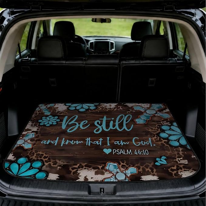 Car Trunk Mat for SUV, 29"x39" Be Still Faith Floral Cargo Liner Protector | All Weather Universal Cargo Liners for Dogs, Car Accessory for SUVs/Sedan/Wagons, Durable Non-Slip Washable Rear Cargo Mat by Unknown