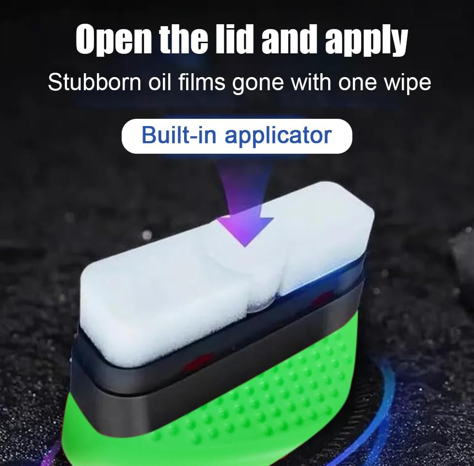 3PCS Automotive Oil Film Cleaning Brush,Car Clear Vision Glass Cleaner for Car Windows,Car Windshield Cleaner for Cleaning Brush and Improving Windshield Clarity & Visibility,Green - Image 3