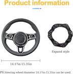 Osilly 15 Inch Carbon Fiber PU Leather Steering Wheel Cover, Black | full-wrap protective surface, flexible ringless design, hand-stretch setup, fits matching rim sizes, automotive accessories - Image 2